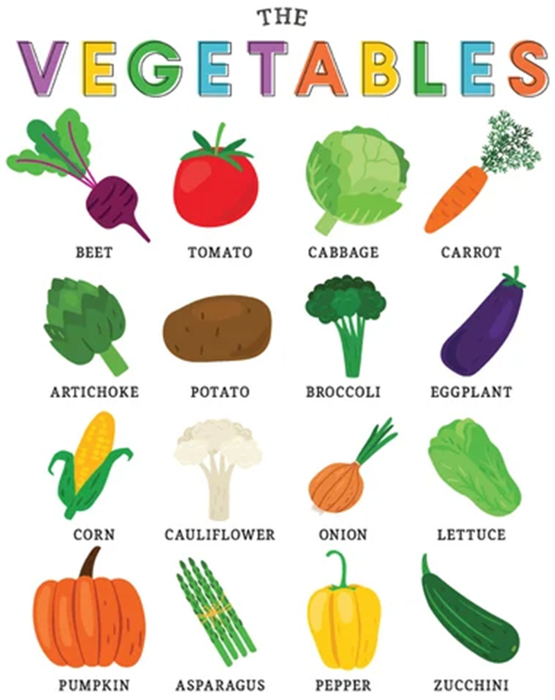 vegetableslist-800 Chart of vegetables