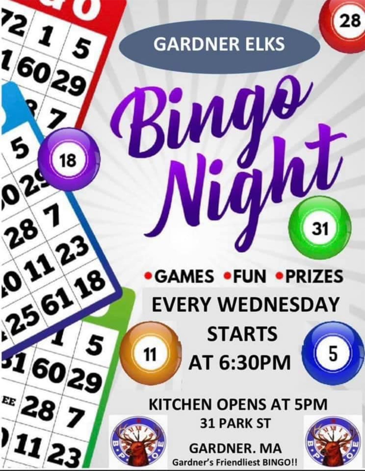 Gardner MA Elks Bingo Night