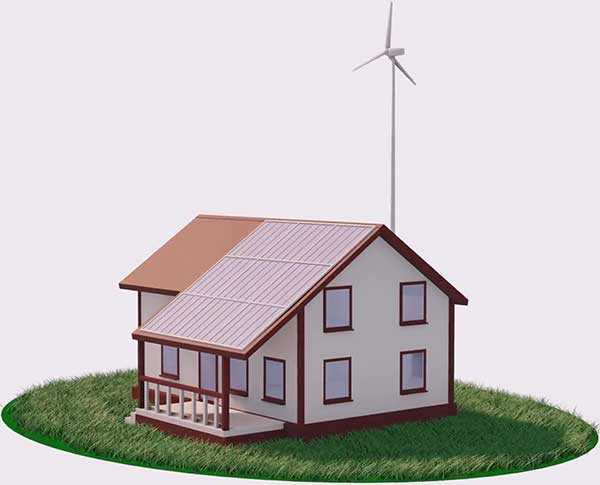 House with solar and wind