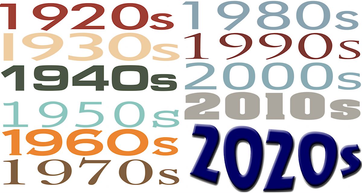 Decades 1920 to 2020s