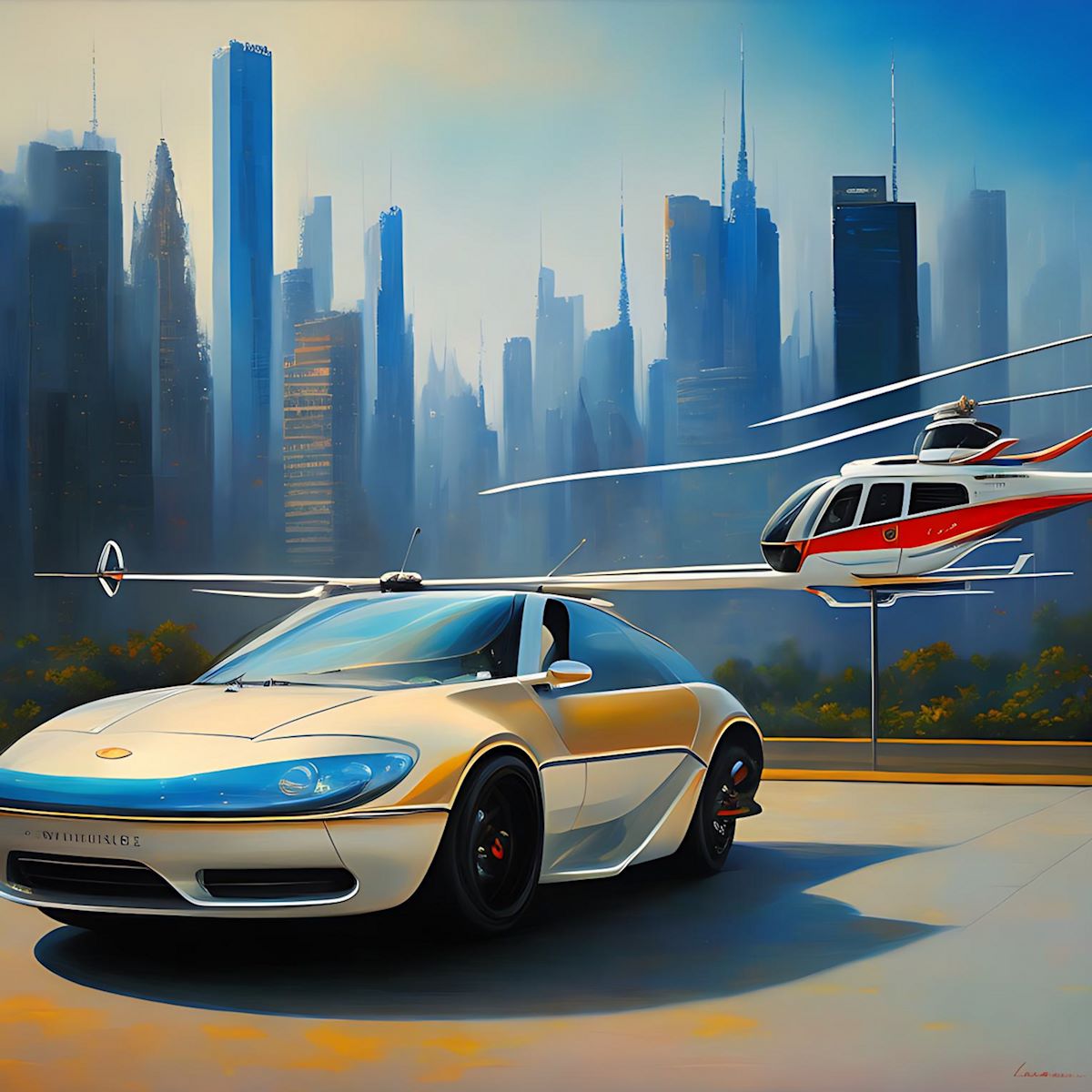 Future Gardner Concept Car with Aircraft
