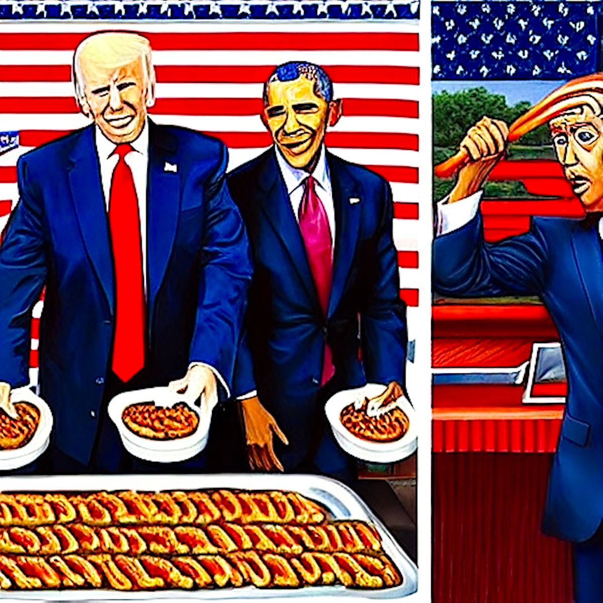 Trump Obama and Biden Hot Dog Stand