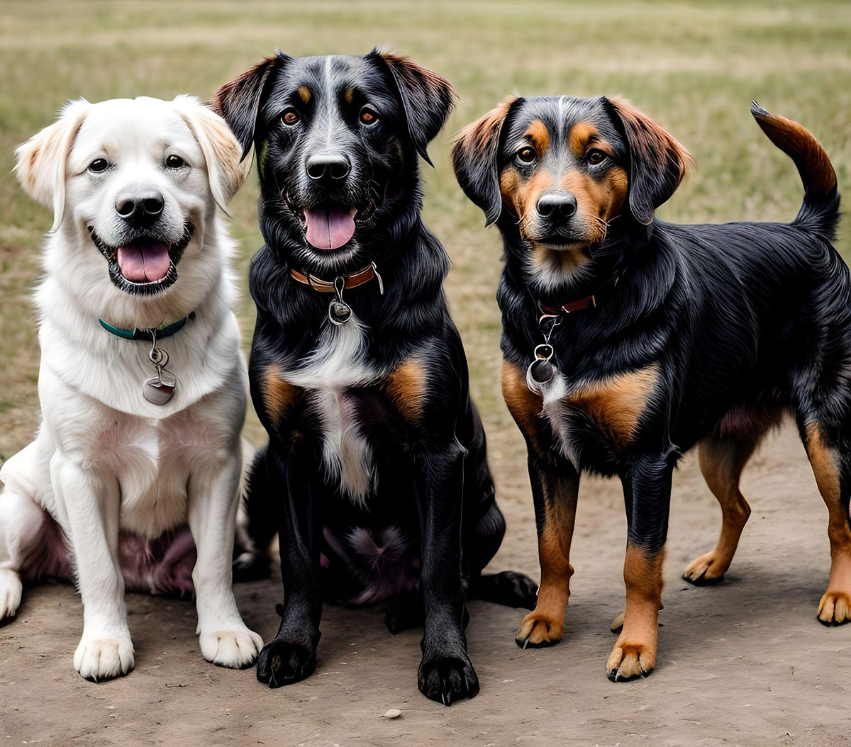 3 dogs saying thank you