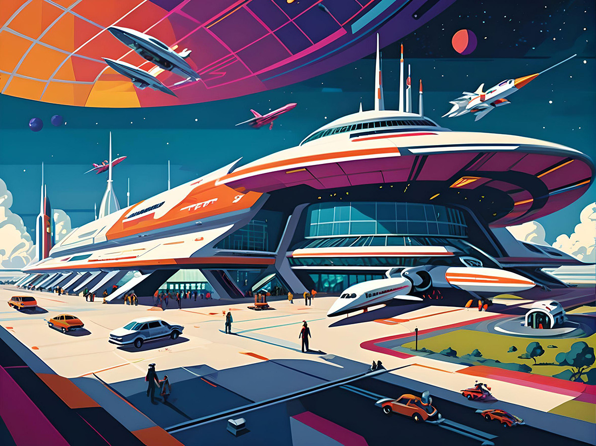 Colorful spaceport