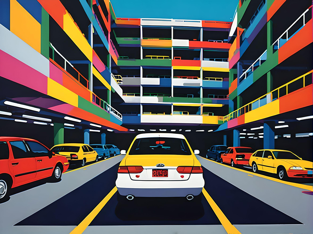 colorful parking garage