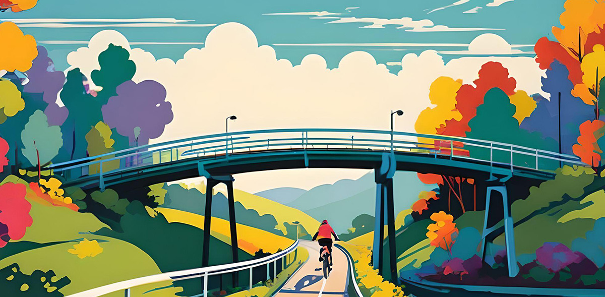 colorful pedestrian bridge