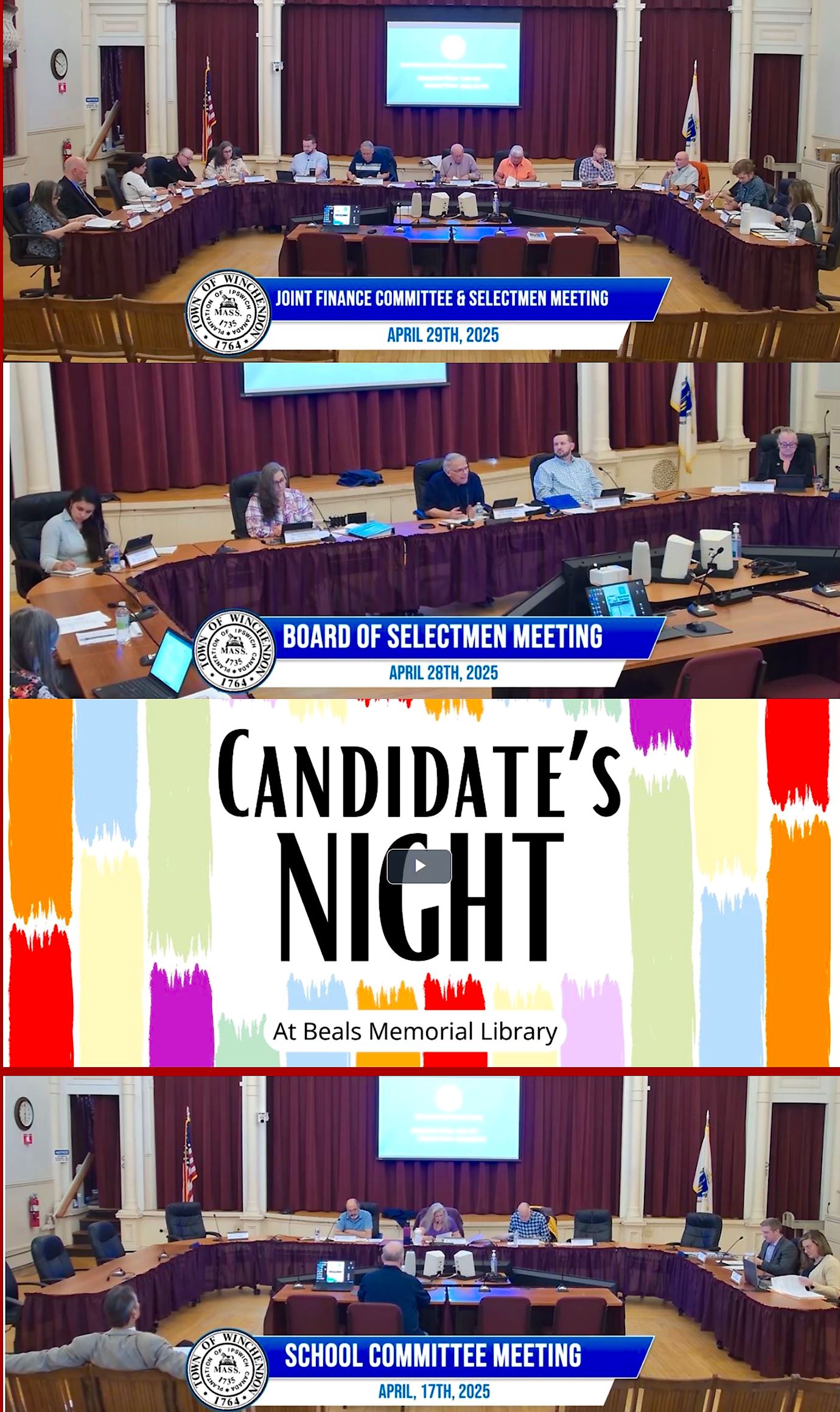 Important Meetings Winchendon MA 4 30 25