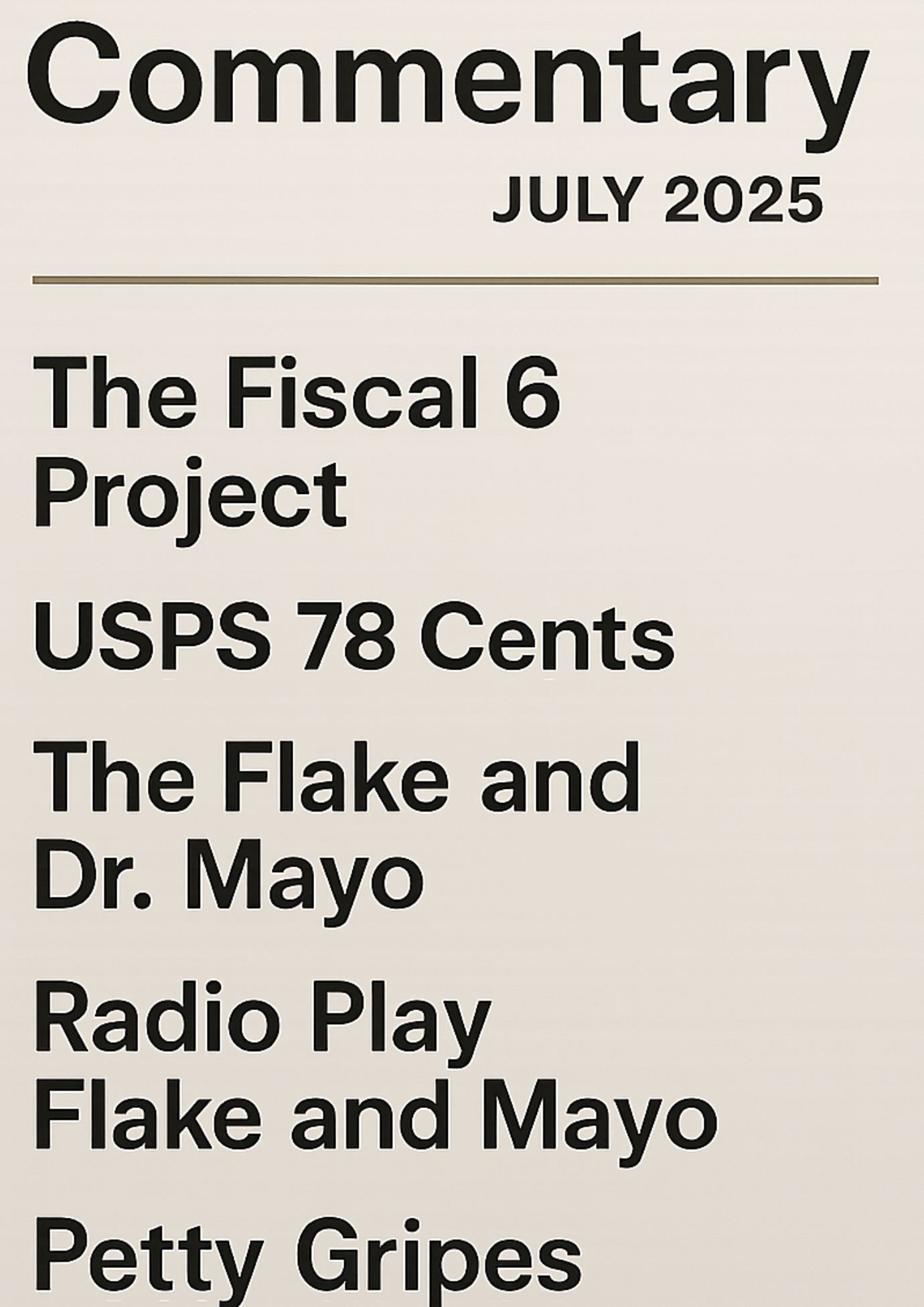 Commentary July 2025