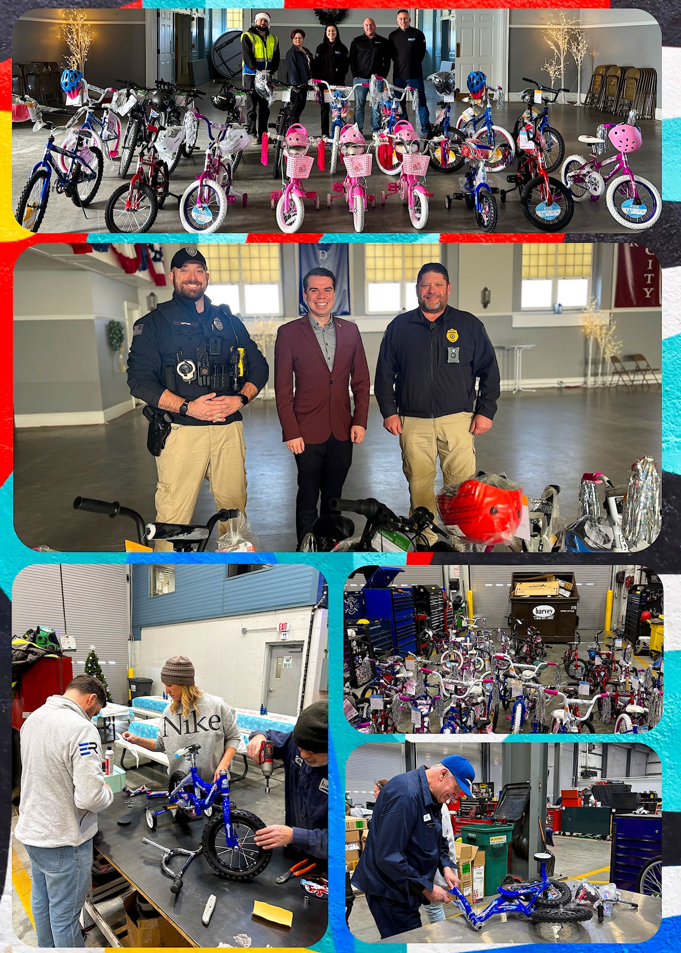 E.L. Harvey Bike Donations Collage