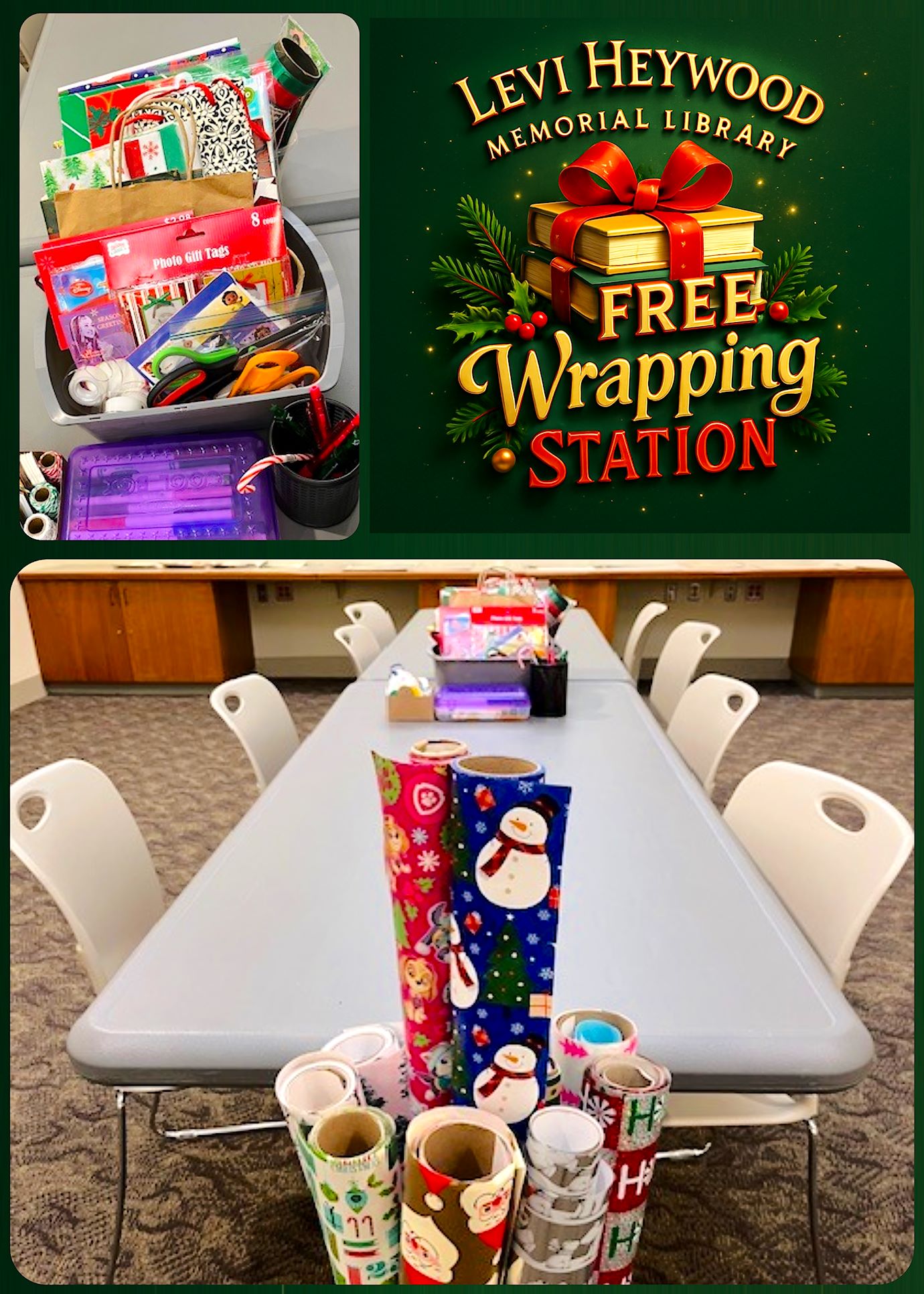 Library Wrapping Station Collage