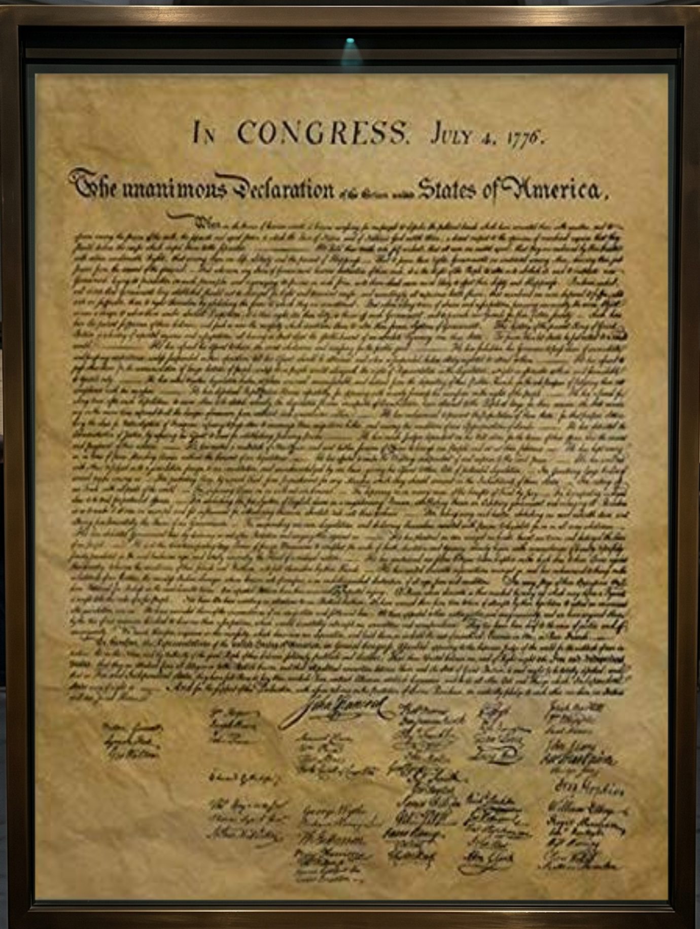 Declaration of Independence under glass