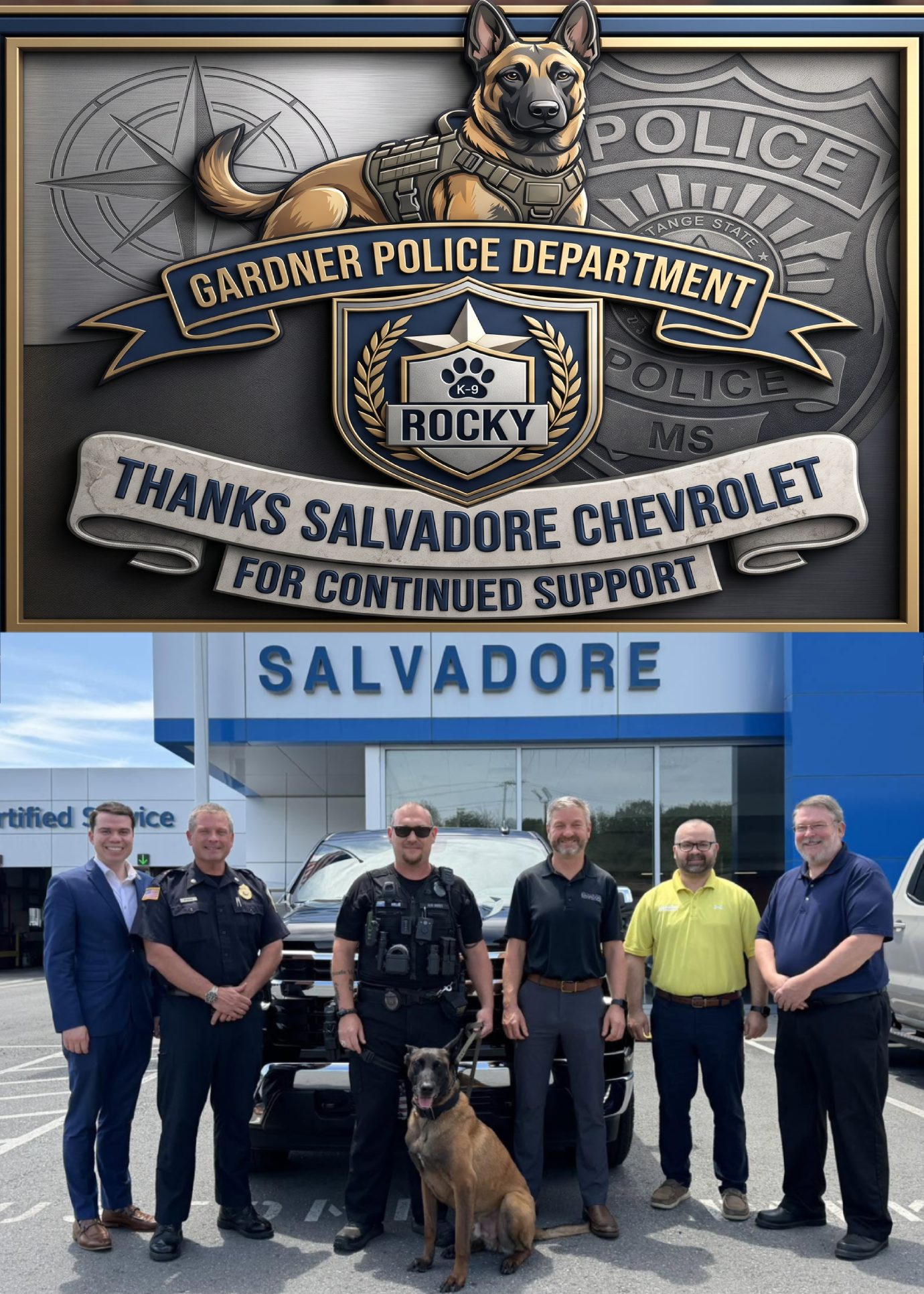 Salvadore Chevrolet Donates lease to k-9 program in Gardner