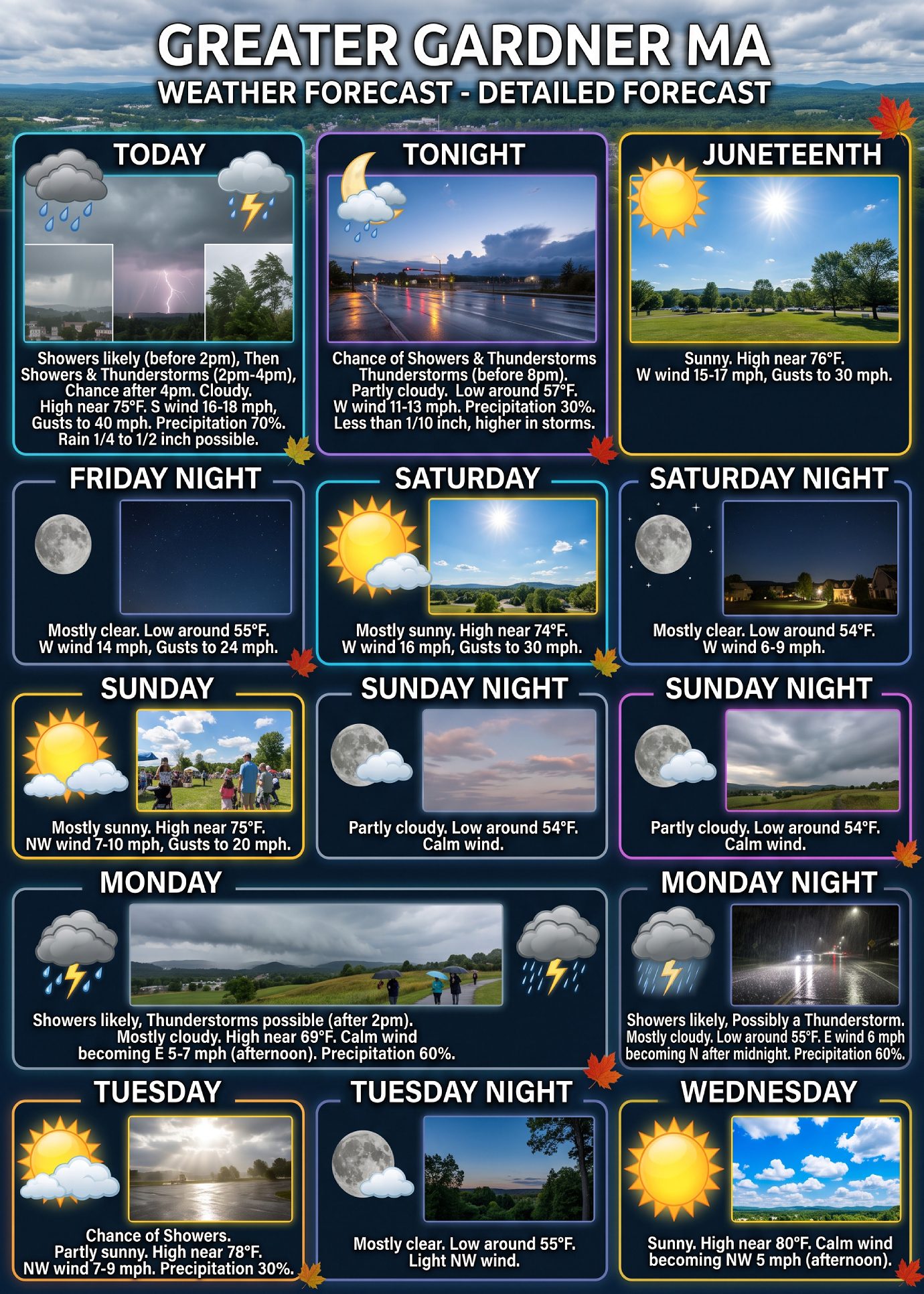 Greater Gardner MA Detailed Forecast