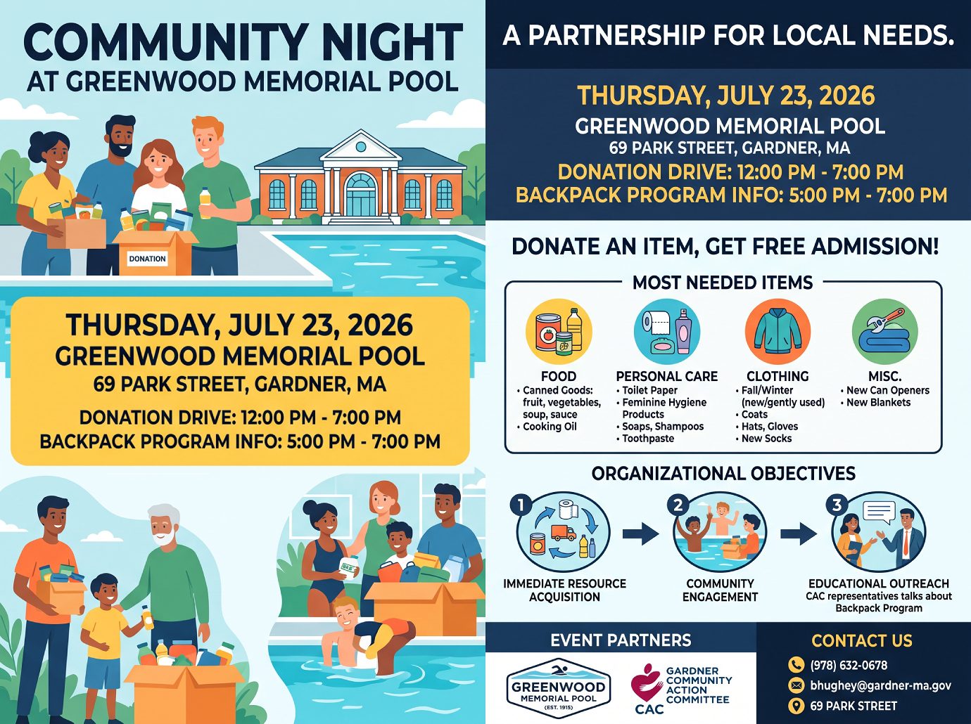 Community Night at Greenwood Pool infographic