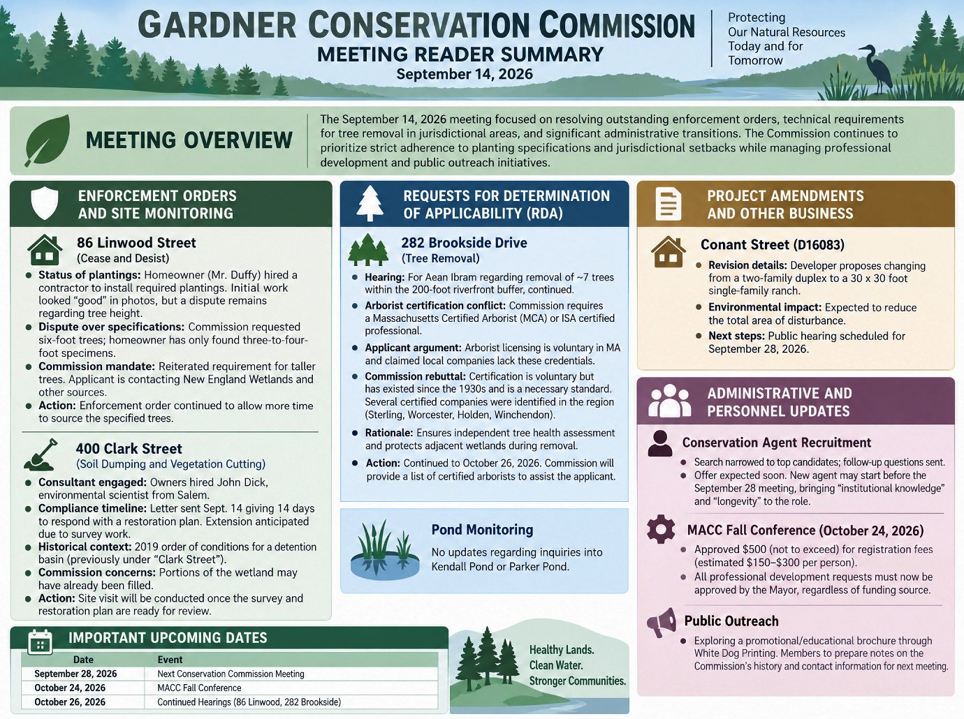 Conservation Commission Meeting Summary 9-14-26